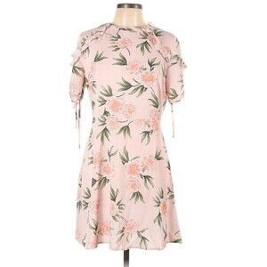 Atmosphere Pink Floral Dress Summer Ruffle Short Sleeves Sz 10